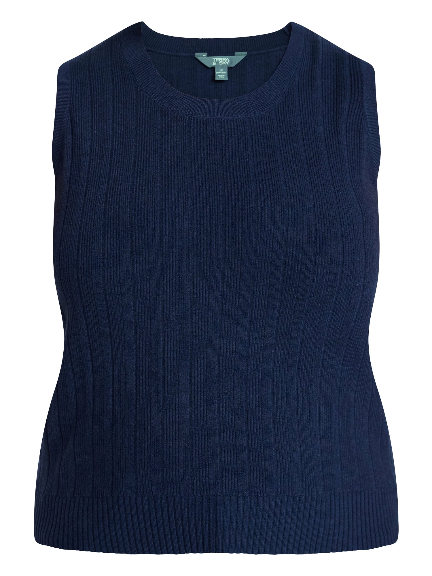 Terra & Sky Women's Plus Size Ribbed Tank Top and Cardigan Set, 2-Piece, Sizes 0X-5X