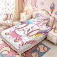 thumbnail image 5 of Meiyoeat Ice Cream Baseball Letter A Twin Sheet Sets 3pcs for Girls Kids, Sweet Dripping Bedding, Pink White Red, 5 of 6