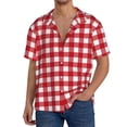 thumbnail image 3 of Fotbe Red Checkboard print Short Sleeve Button Down Shirts for Men Casual Summer Beach Wrinkle Free Shirt-3X-Large, 3 of 7