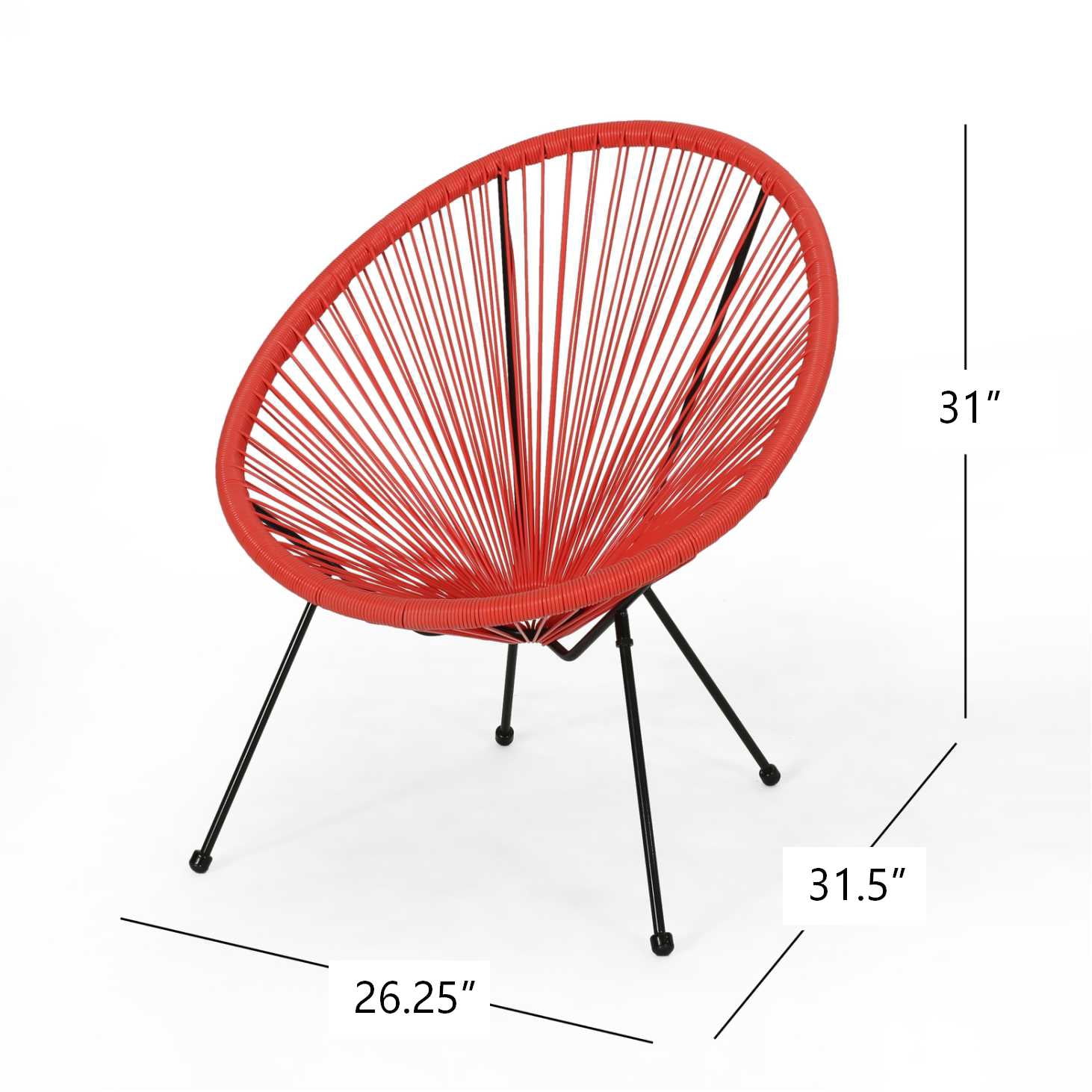 Euroco Rattan Patio Chairs Set of 2,Outdoor Woven Basket Club Chairs with Metal Frame for Living room Backyard Garden,All-weather Wicker,Red
