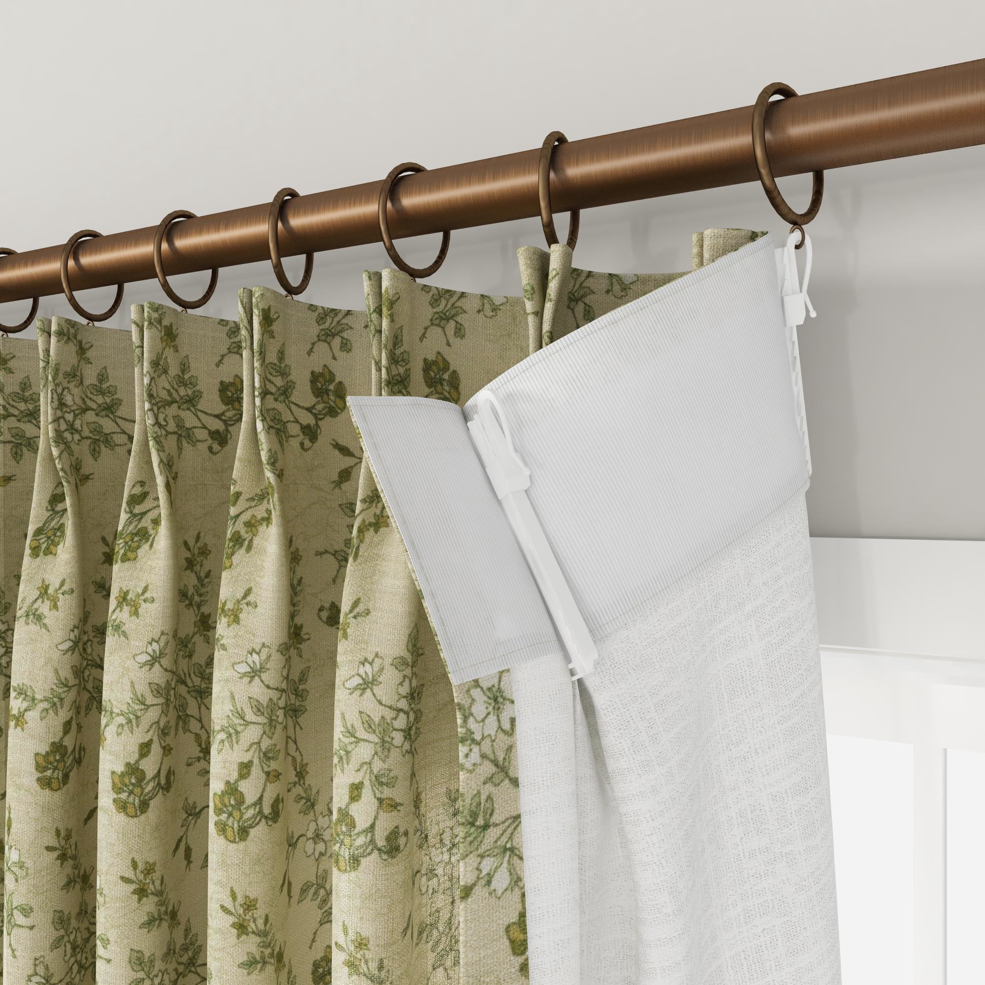 TWOPAGES 72 X 108 Inches Long Curtain 1 Panel Pinch Pleat Light Filtering Linen Blend Floral Print Drape for Guest Room, Vintage