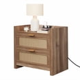 thumbnail image 3 of Table de Chevet 2 Pcs, Tables de Chevet en Rotin avec Station de Charge Type-C, Tiroirs - Table de Chevet en Bois Boho pour Petit Espace, 3 of 9