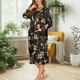 thumbnail image 5 of Yuyamidu Hummingbird Zipper Front Robes Women House Coat Flowers Long Sleeve Bathrobe Comfy Mid-Calf Length Crewneck Robe Fashion Long Sleeve Nightgown Pjs Size 4XL, 5 of 7