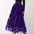 thumbnail image 2 of HNMKIU Women's Retro High Waist A Line Midi Skirt with 3D Polka Dot Yarn Design Half Length Skirt Purple，L, 2 of 7