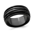 thumbnail image 1 of Mens Black Titanium Grooved Waves Band Ring (10mm), 1 of 4