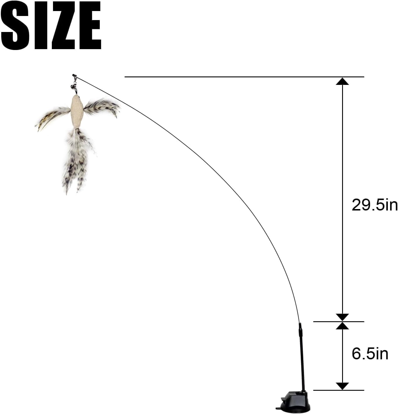 Cat Feather Toys Suction Cup, Cat Wands, Birds and Insects Dragonfly Grasshopper Simulation Feather Refills with Bells, Interactive Toys for Indoor Cats.