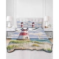 thumbnail image 3 of Beach Lighthouse Twin XL Size Down Alternative Comforter, Lightweight Comforter Quilt Bedding Set with Pillow Shams Coastal Ocean Ship Sky Oil Painting All Seasons Bed Comforter Duvet Insert 68"x98", 3 of 7