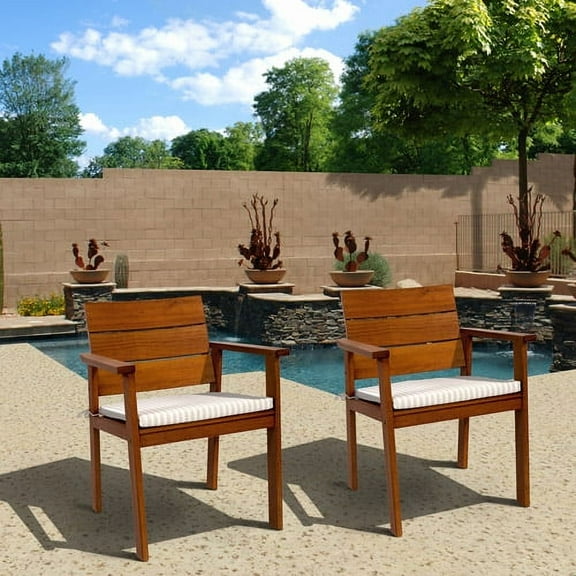 Philipe Eucalyptus Easy Carver 2-Piece Chair Set with Cushions, Brown