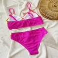 thumbnail image 3 of Generic Women' s Neon Color Block Bikini Two Piece Swimsuits V Neck Criss Cross Bathing Suit with High Waist Thong Swimwear, 3 of 4