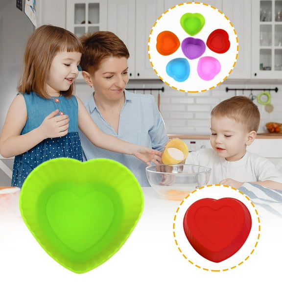 XiYing Silicone Heart Shaped Baking Molds, 7Cm Non-Stick Food Grade Molds for Cupcakes Chocolate Candy Jelly Ice Cubes, Oven Microwave Safe, 1-Pack