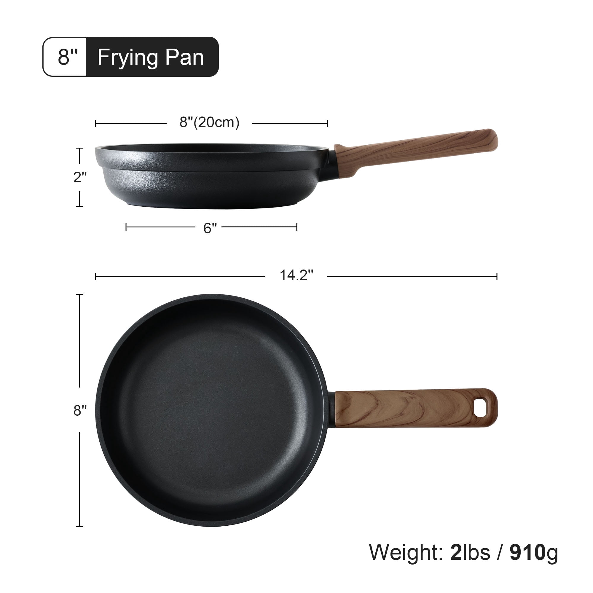 SENSARTE 8 Inch Frying Pan Skillet, Black Titanium Nonstick Omelet Pan, Healthy Chef's Pan, Kitchen Egg Pan with Anti-Scald Handle, Dishwasher & Oven Safe, Induction Compatible
