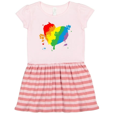 

Inktastic Pride Finger Paint Dog Paw Print Heart Design Gift Toddler Girl Dress