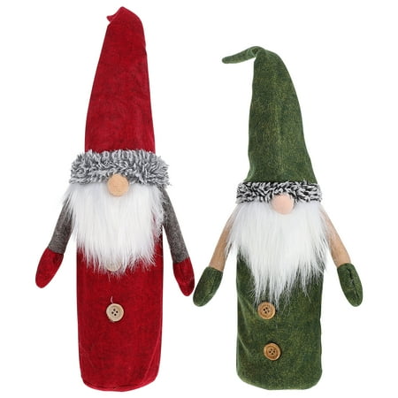 

2 Sets Xmas Home Red Wine Bottle Cover Decor Christmas Champagne Bottle Bag