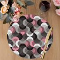 thumbnail image 3 of Pink Grey Abstract Round 13 Inch Placemats Set of 6, Modern Geometric Ombre Artwork HeatResistant Non Slip Place Mats for Dining Table, Wipeable Braided Kitchen Table Mats for Housewarming, 3 of 9