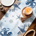 thumbnail image 3 of Blue Octopus Coastal Table Runner 72 Inches, Beach Starfish Nautical Coral Ombre Bed Runner Dresser Scarves Tabletop for Indoor Outdoor Parties/Ceremony/Banquet, 13" x 72", 3 of 9