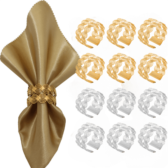 Napkin Rings Set of 12 -Twist Shape Napkin Ring for Wedding Dinner Decorations Metal Napkin Holders for Christmas, Fall, Halloween, Thanksgiving, Anniversary, Birthday, Party of Table Setting