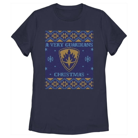 Women's Guardians of the Galaxy Holiday Special Ugly Christmas Sweater  Graphic Tee Navy Blue Large