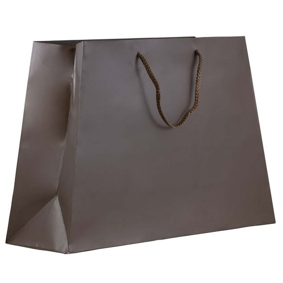 JAM Paper Matte Chocolate Brown Gift Bags, 12 x 5.25 x 11, 100/Pack