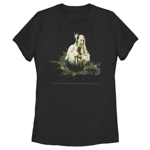 Women's The Lord of the Rings Fellowship of the Ring Saruman Paint Splatter  Graphic Tee Black X Large