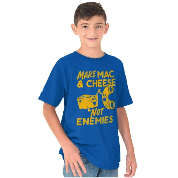 Funny Mac and Cheese Not Enemies Joke Crewneck T Shirts Boy Girl Teen Brisco Brands XS