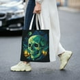 thumbnail image 2 of DouZhe Reusable Grocery Bags, Starry Night Skull Lightweight Polyester Canvas Cloth Tote Bag for Travle Gym Shopping School, 15" x 16", 2 of 7