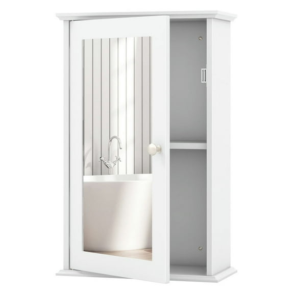 Yardi Yard Bathroom Wall Cabinet with Single Mirror Door, Over the Toilet Storage Cabinet for Bathroom Laundry Room Kitchen