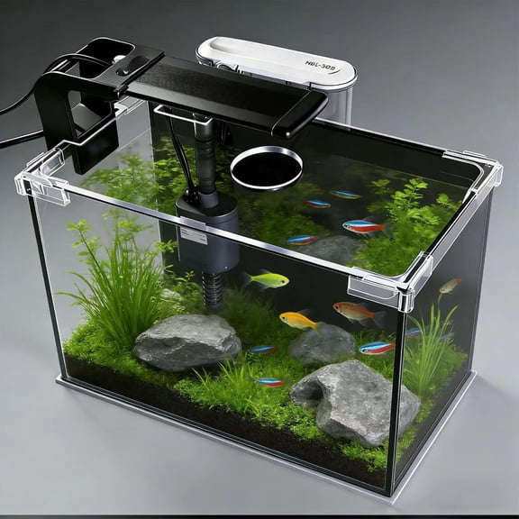 2.5 Gallon Betta Fish Tank Starter Kit – Small Aquarium with Filter, Light & Lid, Perfect for Desktops, Offices & Beginners