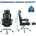thumbnail image 3 of Ergonomic Office Chair with Footrest, High-Back Mesh Gaming Chair with Synchronized Reclining, 3D Adjustable Armrests & Lumbar Support, Swivel Computer Desk Chair for Home Office, Black, 3 of 9