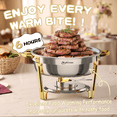 thumbnail image 6 of NEWKITCHEN  6QT Chafing Dishes for Buffet [Elegant Gold Embellishes Silver] Stainless Steel Buffet Stove Set 4 Pack with Spoon and Clip for Any Party, 6 of 11