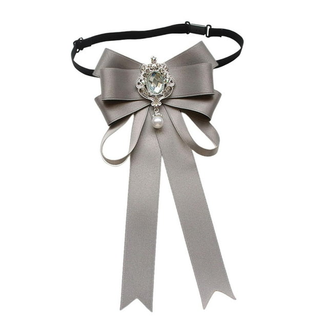 Abbracc Nœud Papillon pour Femmes, Fille, Ruban de Col de Chemise Réglable, Nœud de Col Polyvalent Gris