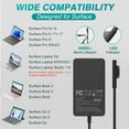 thumbnail image 2 of 65W Surface Pro Laptop Charger for Microsoft Surface Pro 10, 9, 8, 7+, 7, 6, 5, 4, 3, X, Windows Surface Laptop 6, 5, 4, 3, 2, 1, Surface Go Tablet, Surface Book 3, 2, 1, Support 44W, 36W, LED, 10FT, 2 of 10