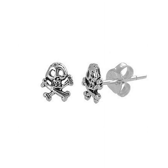 iJewelry2 Small Skull and Crossbones Sterling Silver Stud Earrings Unisex