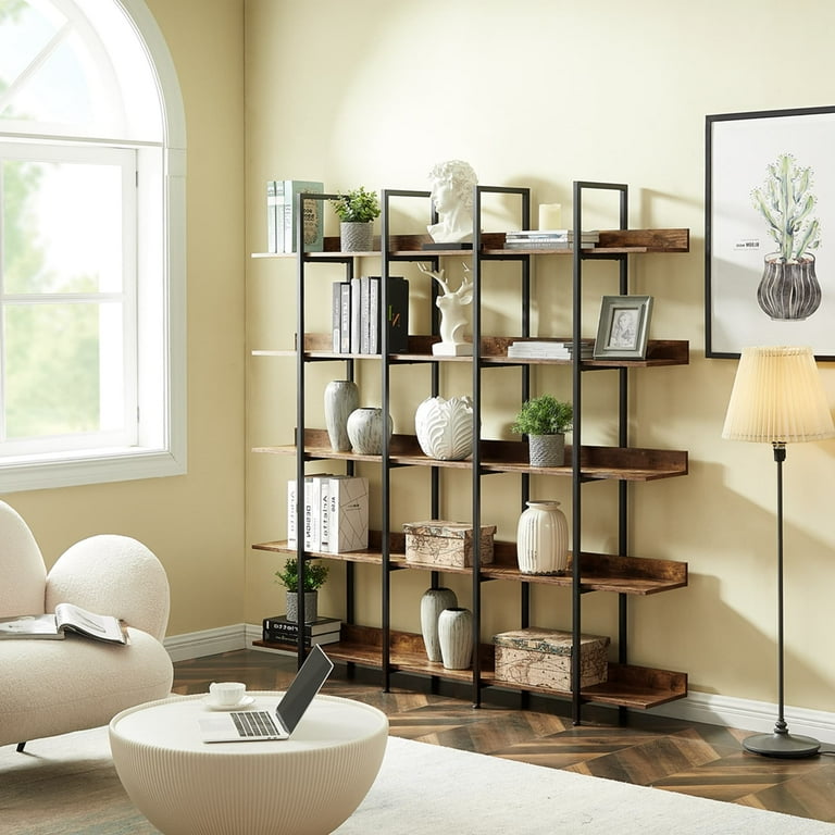 5 Tier Bookcase Home Office Open Bookshelf, Vintage
