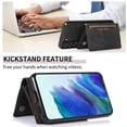thumbnail image 2 of Design for Samsung Galaxy S22 5G Wallet Case with Tempered Glass Screen Protector PU Leather Credit Card Holder Slot Phone Cases Kickstand Shockproof Protective Cover for Men 6.1 inch Black, 2 of 6