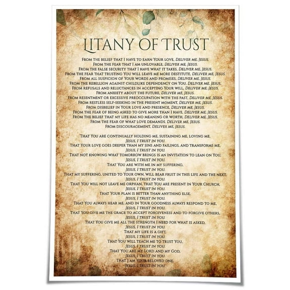 Litany of Trust Prayer Wall Art Scripture Poster Print Bible Quote Wall Decor Christian Posters Artwork Canvas Pictures for Bedroom