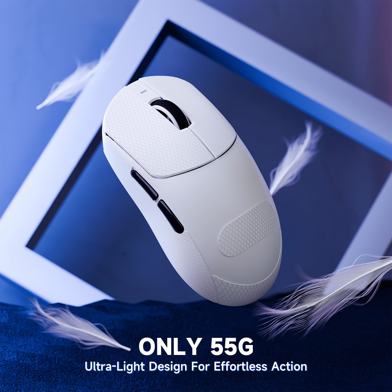 ATTACK SHARK X8PPO 8K Mouse with Grip Tape for Large Hand, 55g SUPERLIGHT, PixArt PAW3395PRO Gaming Sensor, BT/2.4G Wireless/Wired, 6 Adjustable DPI up to 40000, 500mAh Battery (White)