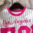 thumbnail image 6 of Kids Girl Outfit Toddler Girls Letter Digital Print Short Sleeve Crew Neck Tee and Shorts Set Casual Comfortable Playwear Pink 9 Years-10 Years, 6 of 7