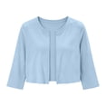 thumbnail image 5 of Lutiedan Shrugs for Women 3/4 Sleeve Open Front Cropped Cardigan Lightweight Casual Solid Color Bolero Cardigan,Light Blue, 5 of 8