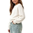 thumbnail image 5 of AherBiu Toddler Kids Girls Sweater Tops Crewneck Long Sleeve Comfy Fitted Warm Knitted Pullover Tops, 5 of 6