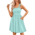 thumbnail image 1 of Pisexur Robe Décontractée pour Femmes avec Poches Robe d'Été Bohème de Plage T-Shirts Floraux Robe Col Carré Robe Ample S-2TG, 1 of 1
