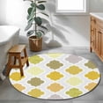 thumbnail image 3 of Round Area Rug 3 Ft, Yellow Orange Moroccan Washable Non-Slip Circle Carpet for Living Room/Bedroom, Vintage Boho Geometric Pattern Gray Low-Profile Small Floor Mats Collection Rugs for Indoor, 3 of 8