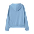 thumbnail image 4 of Big Girls Zip-Up Hooded Sweatshirt Printed Solid Color Loose Fitting Sweater Long Sleeve Coat Trendy Fall Outfits Size 9-10T ,Blue, 4 of 6