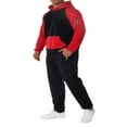 thumbnail image 3 of Men‘s Fitness Sports Pants Set Contrast Color Patchwork Drawstring Hooded Large Pocket Sweater + High Stretch Pants, 3 of 9