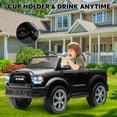 thumbnail image 4 of Ram Ride on Cars, 12V Licensed Powered Dodge Ram Ride on Toy Car with Remote Control, Electric Truck Car for Kids 3-5 w/Music Player/LED Headlights/Safety Belt/Water Cup Holder, Black, 4 of 9