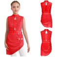 thumbnail image 2 of iiniim Girls Ballet Skirted Leotard Mesh Figure Ice Skating Dress Asymmetrical Lyrical Dancewear Red 12, 2 of 7