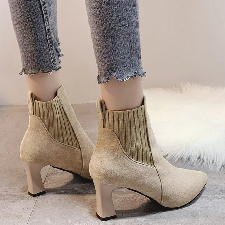 Jyeity 80s Fashion Large size Fringe Back Zipper Ankle Boots Non