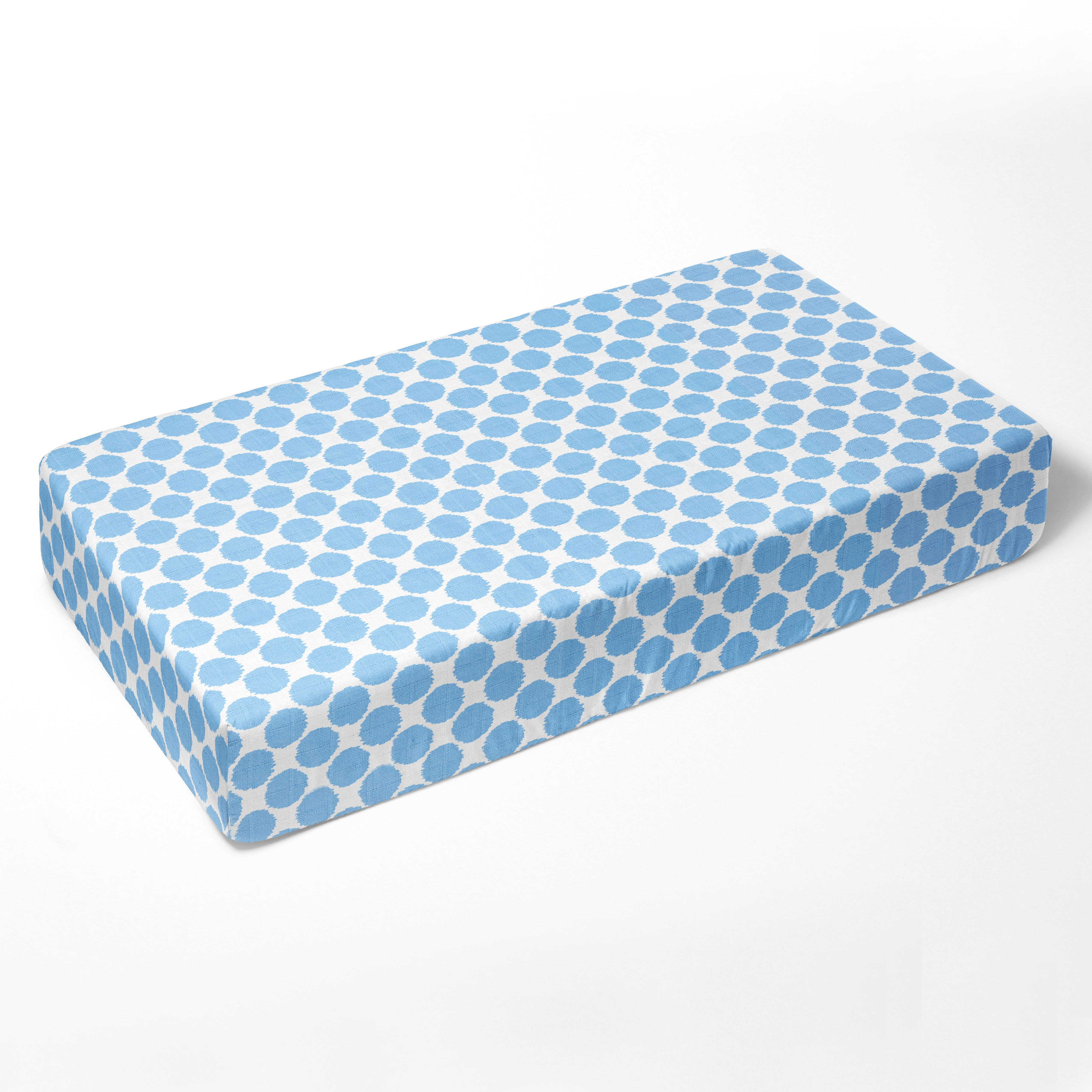 Bacati - Ikat Zebra Dots Blue Muslin Crib or Toddler Bed Fitted Sheet 100% Cotton Muslin