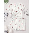 thumbnail image 6 of CCRFTGI Summer Clothes for Child Girls Size 10-12 Two Piece Outfits Cute Preppy Clothing Sets Casual Cherry Print Short Sleeve T Shirts Top and Shorts Sport Lounge Set White 7-8 Years, 6 of 6