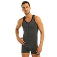 thumbnail image 2 of Kaerm Mens Wrestling Singlet Leotard Bodysuit One Piece Vest Jumpsuit Romper Pajamas Nightwear Gray M, 2 of 7