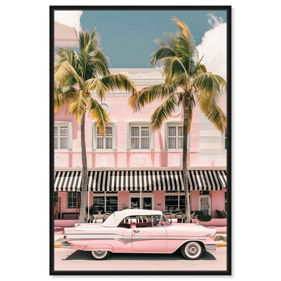 Art Remedy Retro Travel Photos Canvas, 10" x 15", Black Frame, Vintage Pastel Pink Cruise